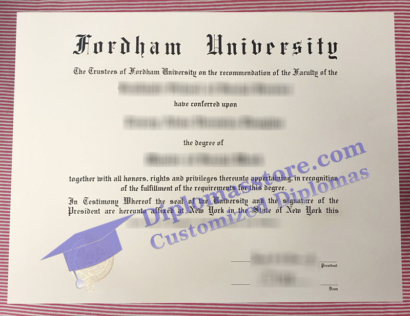 Fordham University diploma, Fordham University certificate,