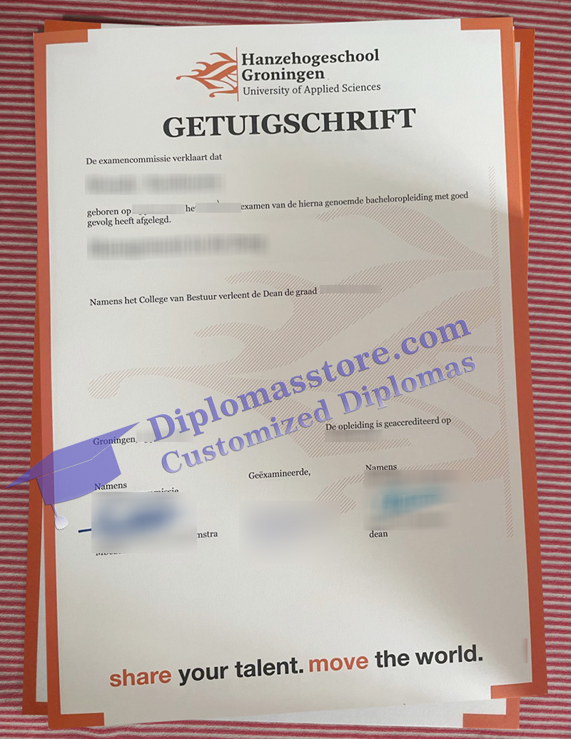 Hanzehogeschool Groningen getuigschrift, Hanzehogeschool Groningen diploma,