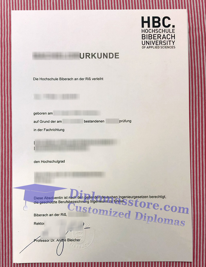Hochschule Biberach urkunde, Hochschule Biberach degree,