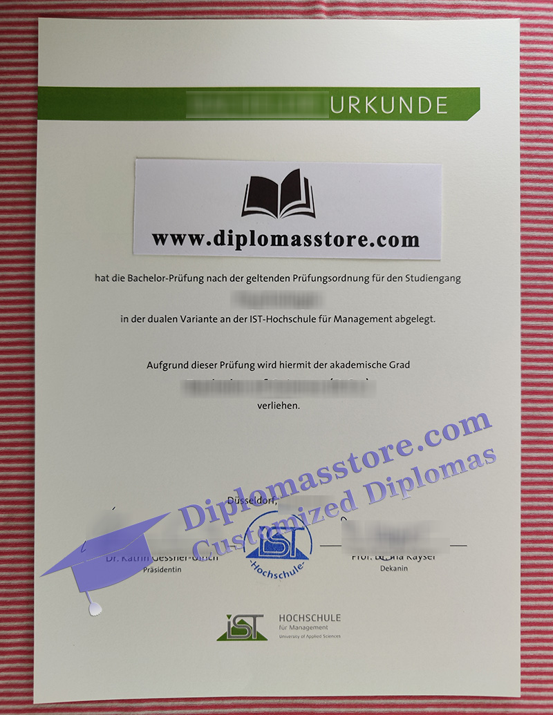 IST-Hochschule für Management urkunde, IST-Hochschule für Management degree,