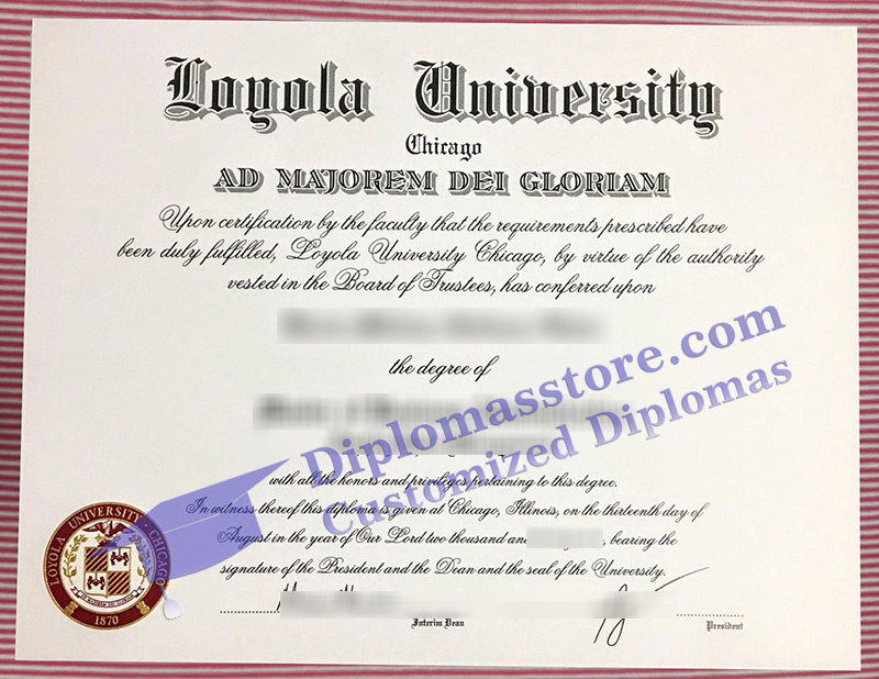 Loyola University Chicago diploma, Loyola University Chicago certificate,