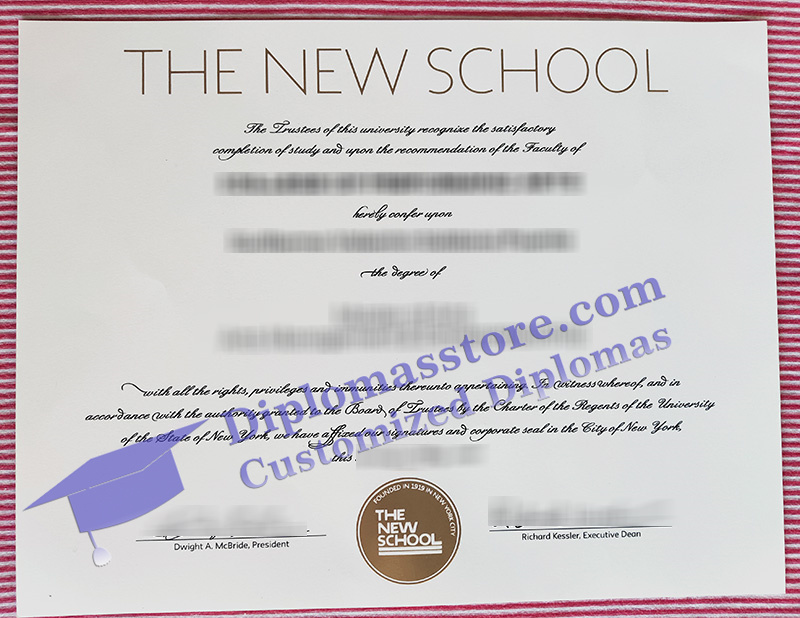The New School diploma, The New School certificate,