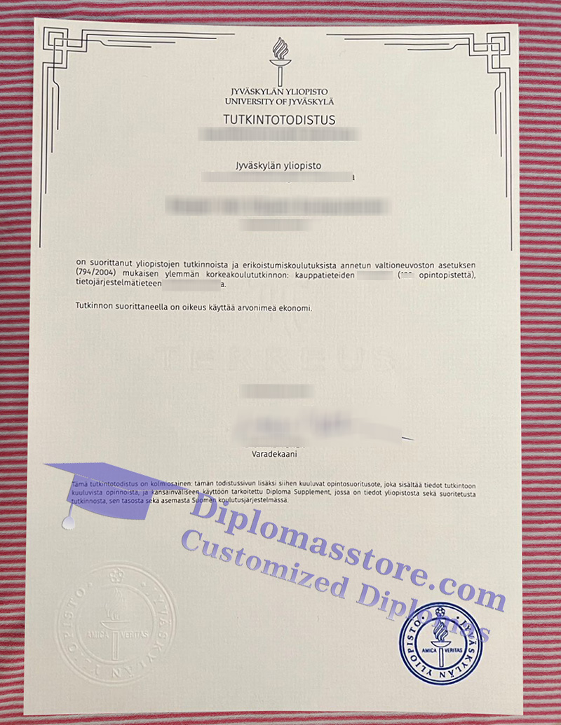 Jyväskylän yliopisto tutkintotodistus, University of Jyväskylä degree,