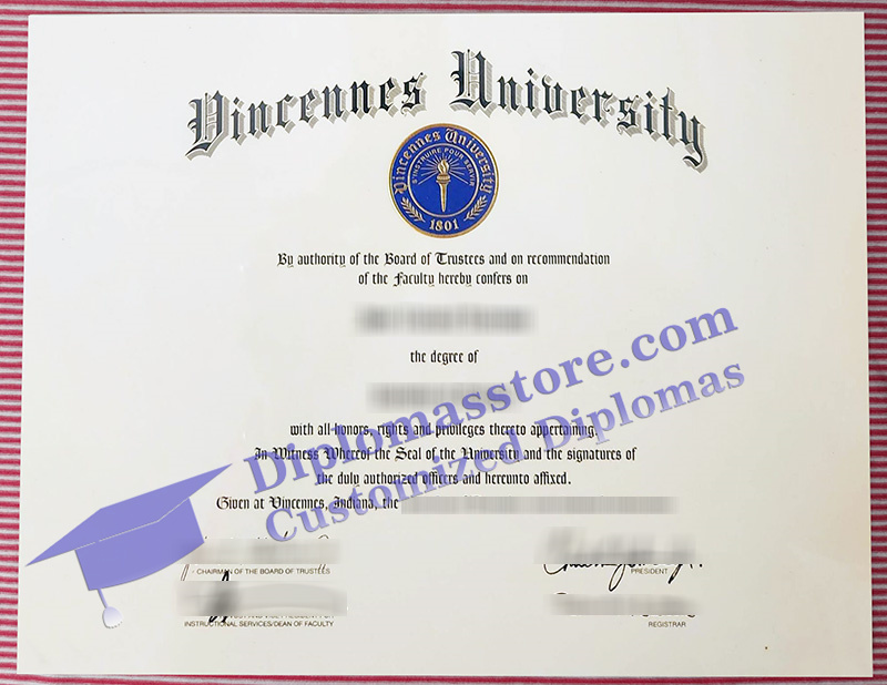 Vincennes University diploma, Vincennes University certificate,