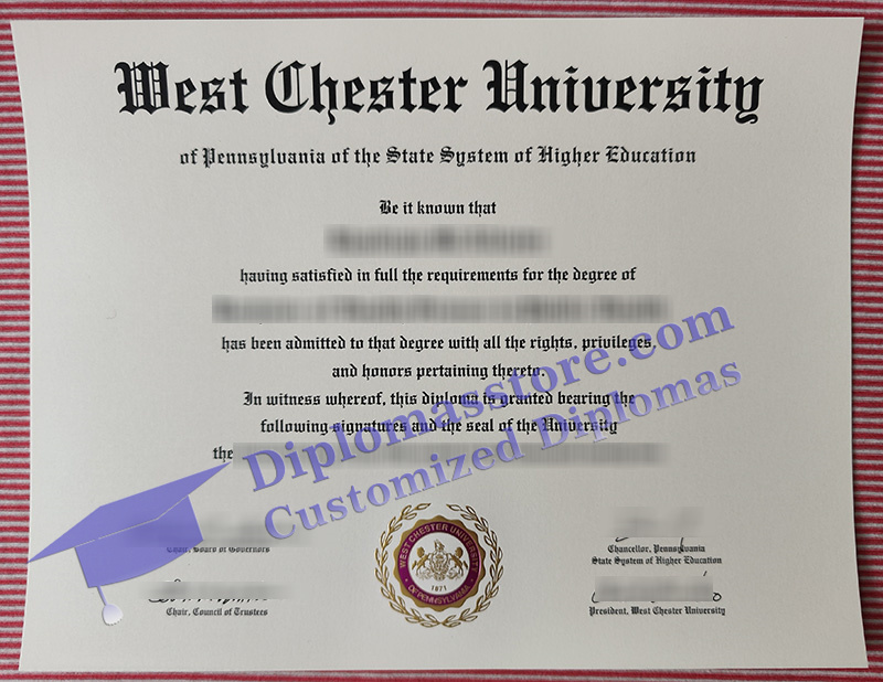 West Chester University diploma, West Chester University certificate,