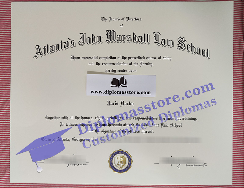 Atlanta's John Marshall Law School diploma, Juris Doctor diploma,