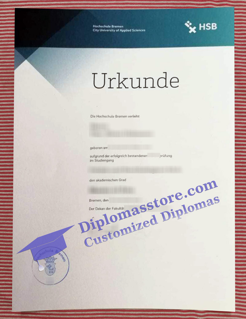 Hochschule Bremen urkunde, Hochschule Bremen degree,