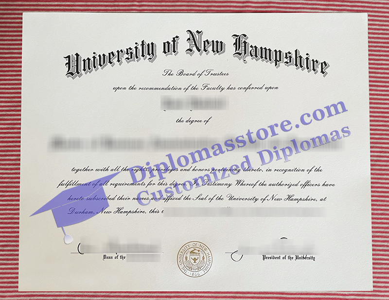 University of New Hampshire diploma, University of New Hampshire certificate,