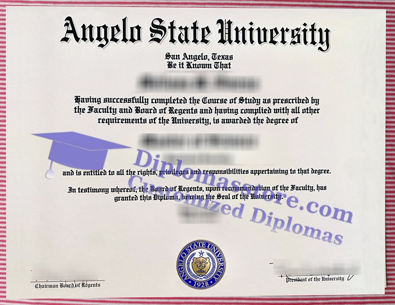 Angelo State University diploma, Angelo State University degree,
