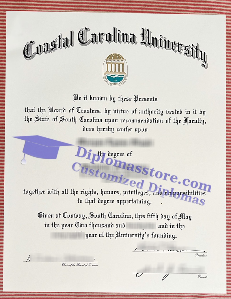 Coastal Carolina University diploma, Coastal Carolina University degree,
