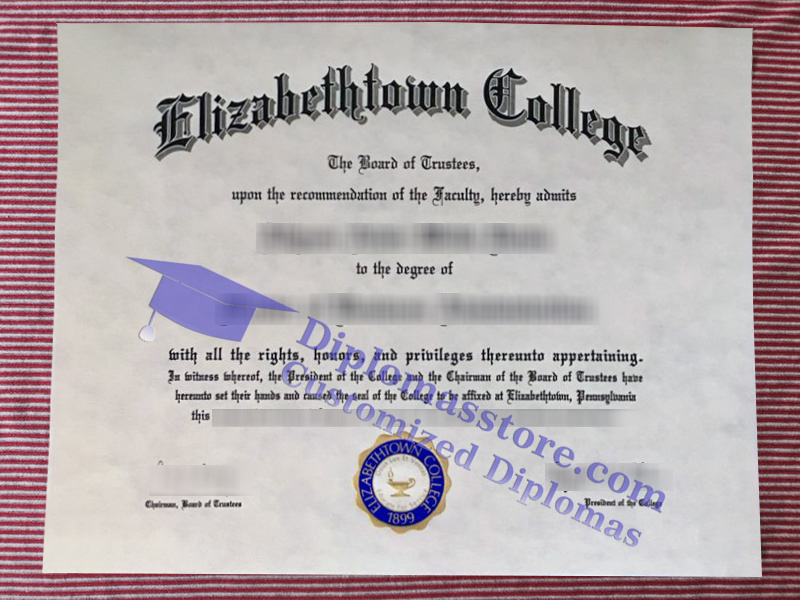 Elizabethtown College diploma, Elizabethtown College certificate,