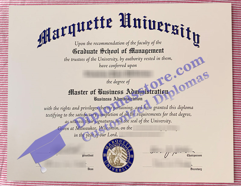 Marquette University diploma, Marquette University certificate,