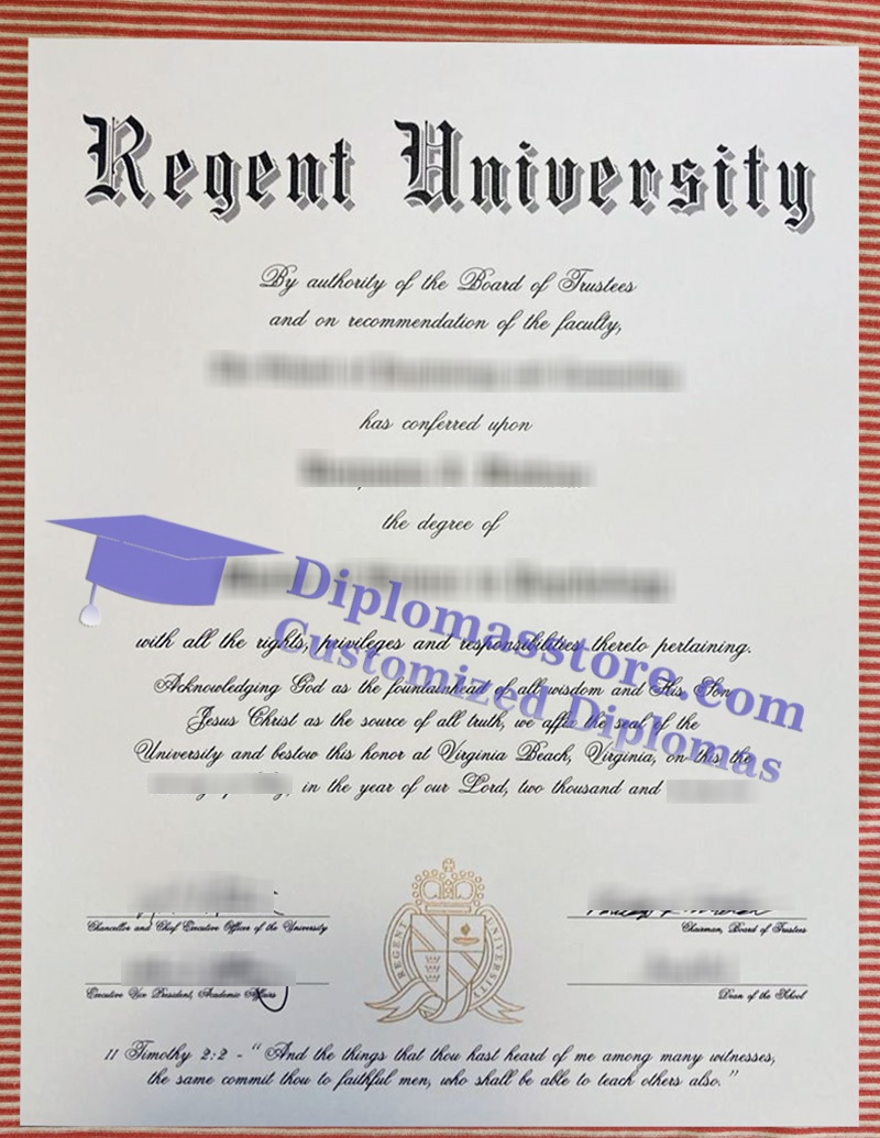Regent University diploma, Regent University certificate,