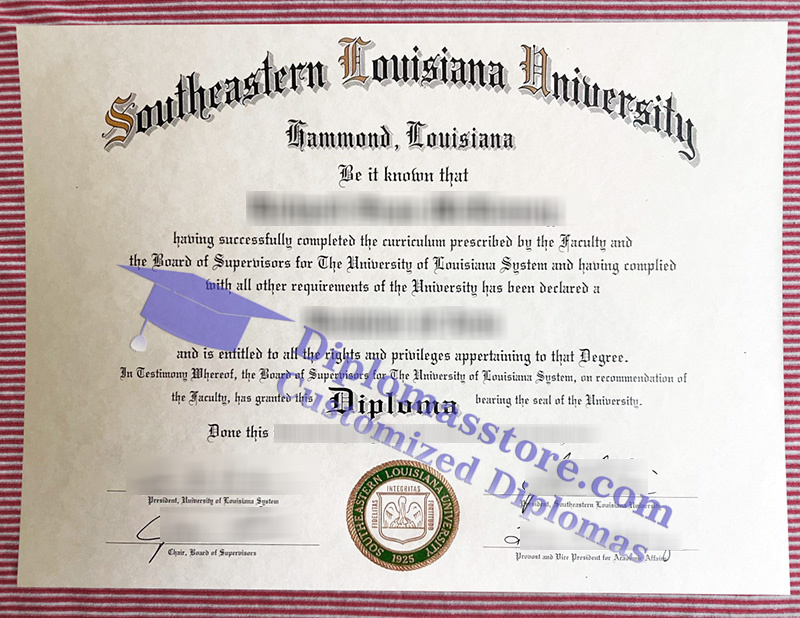 Southeastern Louisiana University diploma, Southeastern Louisiana University certificate,