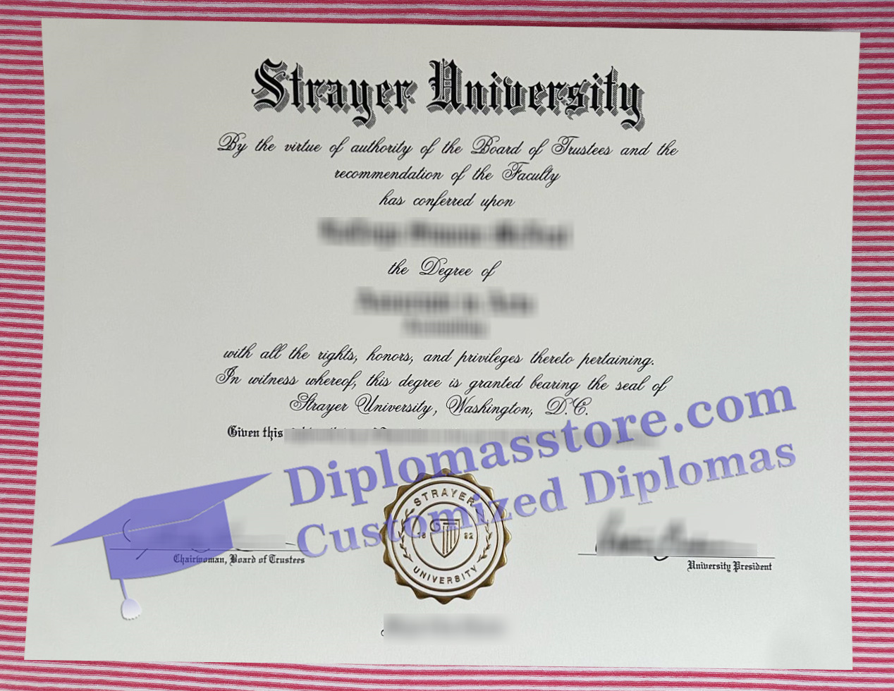 Strayer University diploma, Strayer University certificate,
