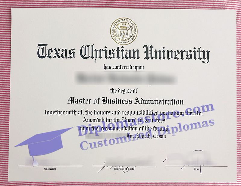 Texas Christian University diploma, Texas Christian University certificate,