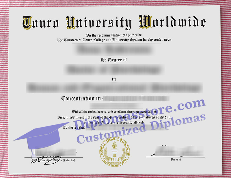 Touro University Worldwide diploma, Touro University Worldwide certificate,