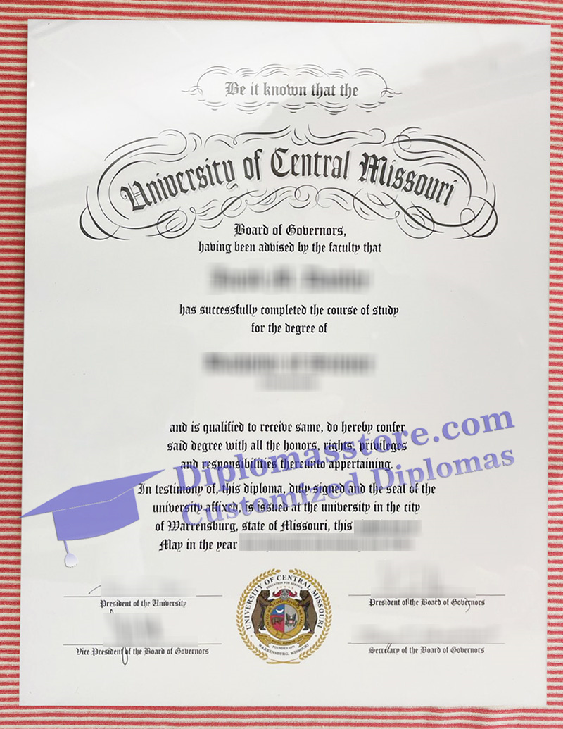 University of Central Missouri diploma, University of Central Missouri certificate,