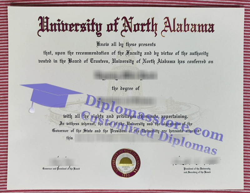 University of North Alabama diploma, University of North Alabama degree,