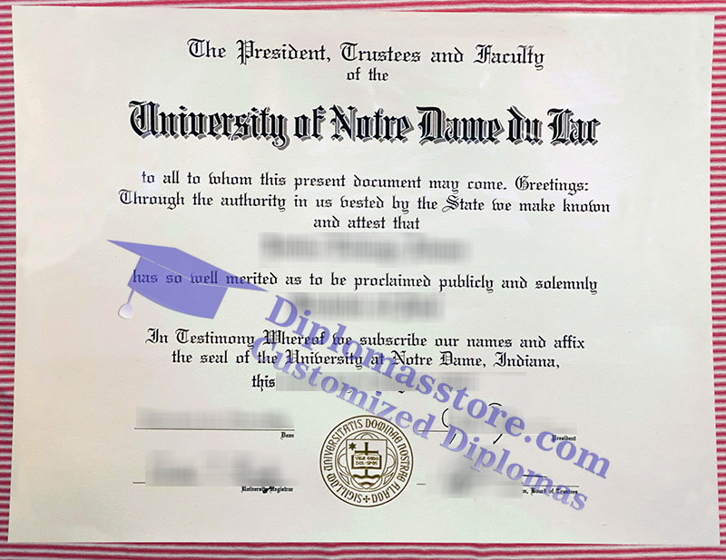 University of Notre Dame du Lac diploma, University of Notre Dame du Lac degree,