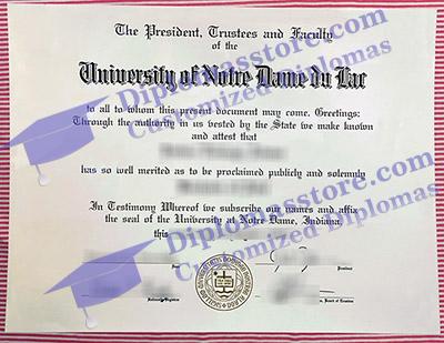 University of Notre Dame certificate