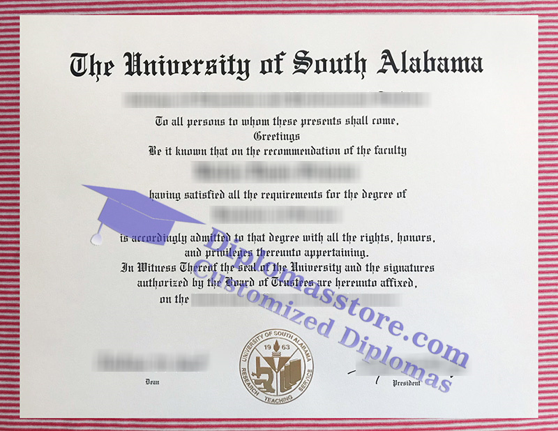 University of South Alabama diploma, University of South Alabama degree,