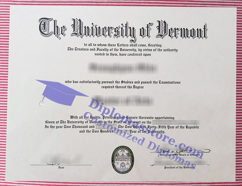 University of Vermont diploma, University of Vermont degree,