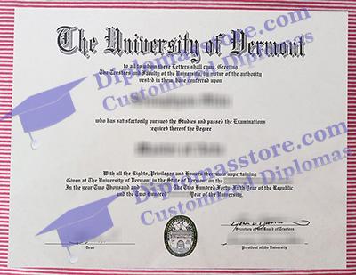 University of Vermont certificate