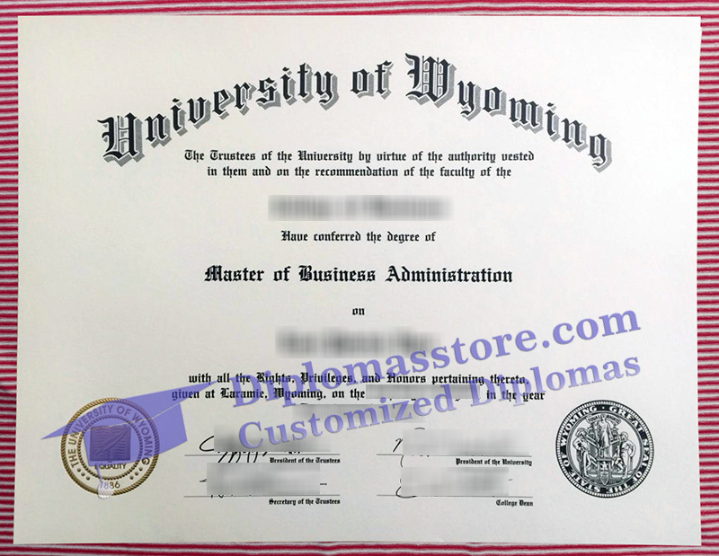 University of Wyoming diploma, University of Wyoming certificate,