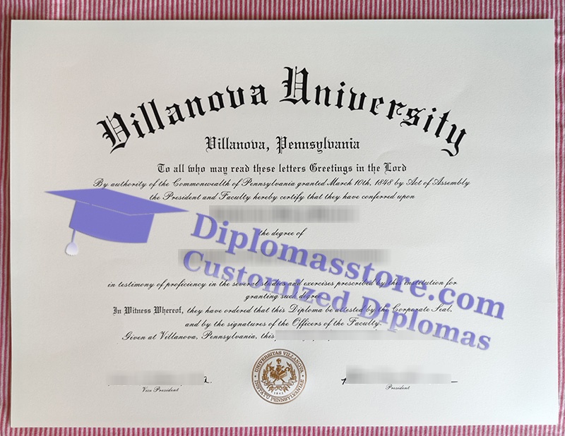 Villanova University diploma, Villanova University certificate,