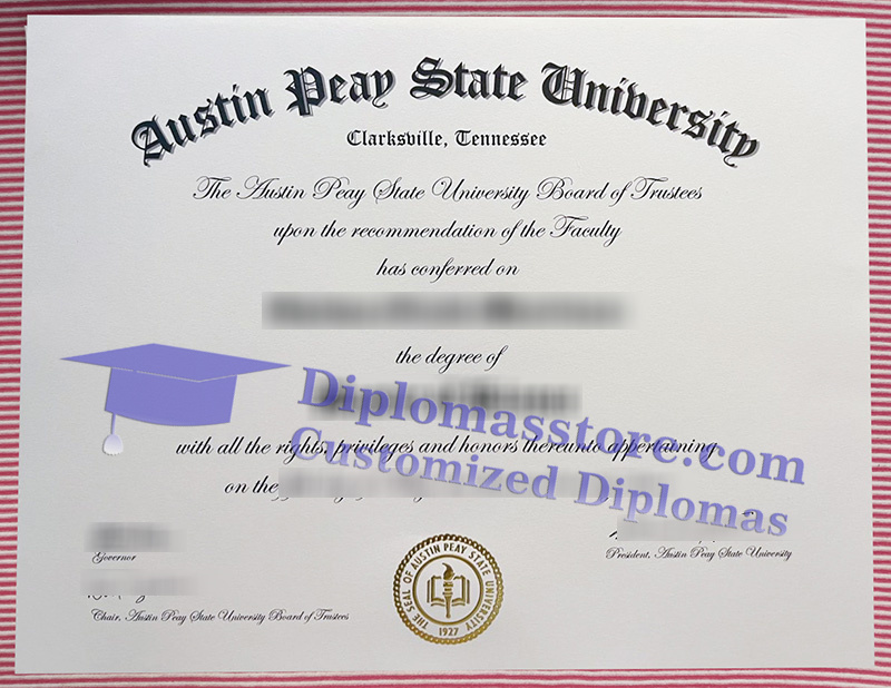 Austin Peay State University diploma, APSU certificate,