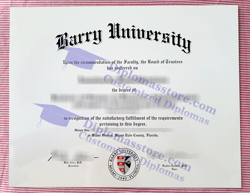 Barry University diploma, Barry University degree,