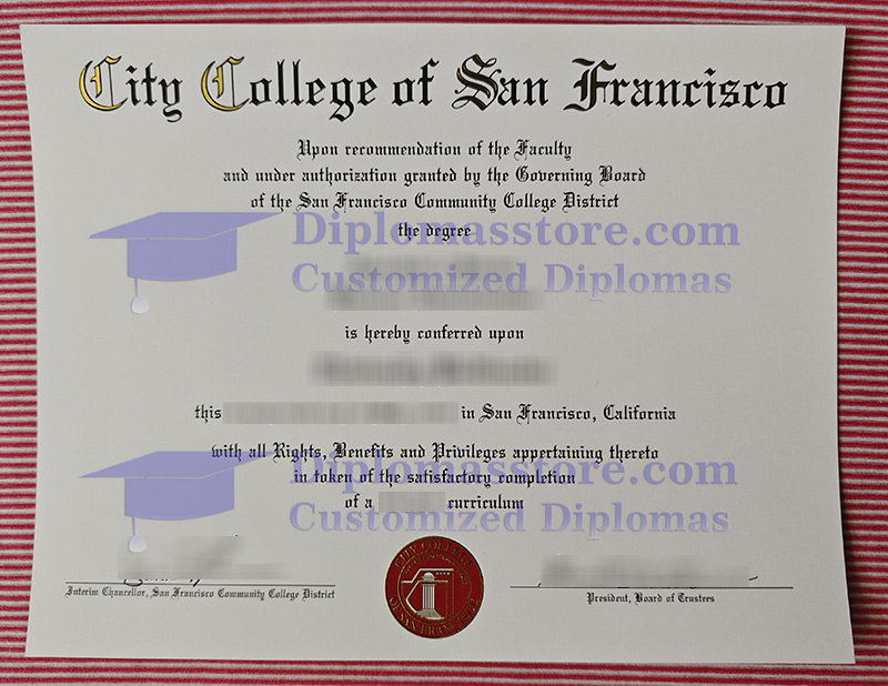College of San Francisco diploma, College of San Francisco certificate,