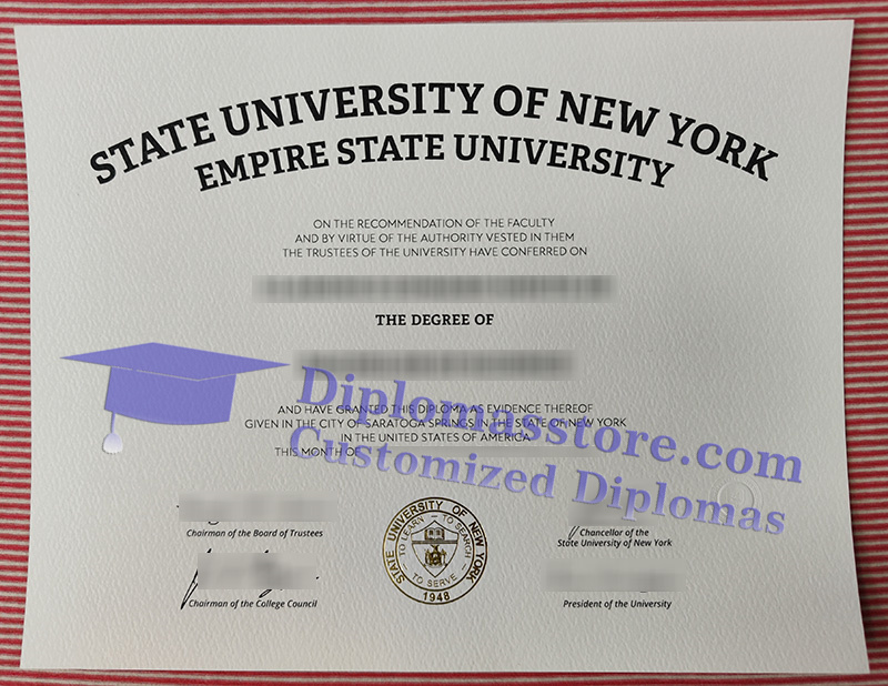 Empire State University diploma, Empire State University certificate,