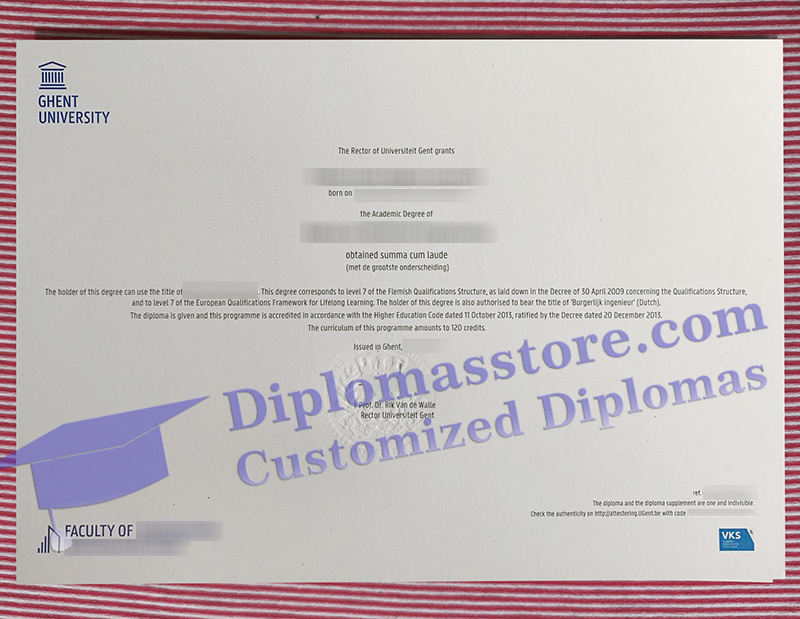 Universiteit Gent diploma, Ghent University degree,