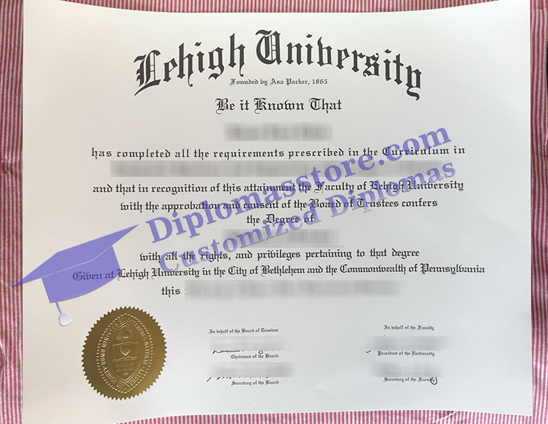 Lehigh University diploma, Lehigh University certificate,