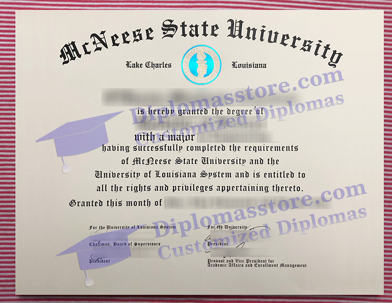 McNeese State University diploma, McNeese State University degree,