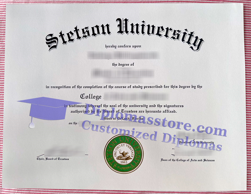 Stetson University diploma, Stetson University certificate,
