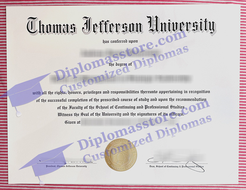 Thomas Jefferson University diploma, Thomas Jefferson University degree,