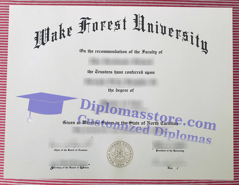 Wake Forest University diploma, Wake Forest University degree,