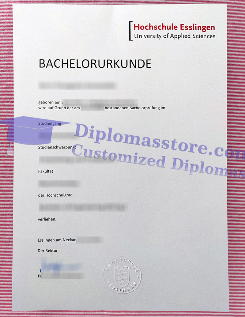 Hochschule Esslingen urkunde, Hochschule Esslingen degree,