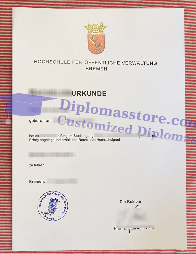 Hochschule für Öffentliche Verwaltung Bremen urkunde, HfÖV Bremen degree,