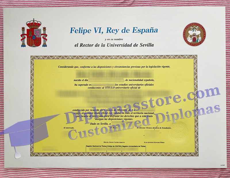 Universidad de Sevilla título, Universidad de Sevilla diploma,