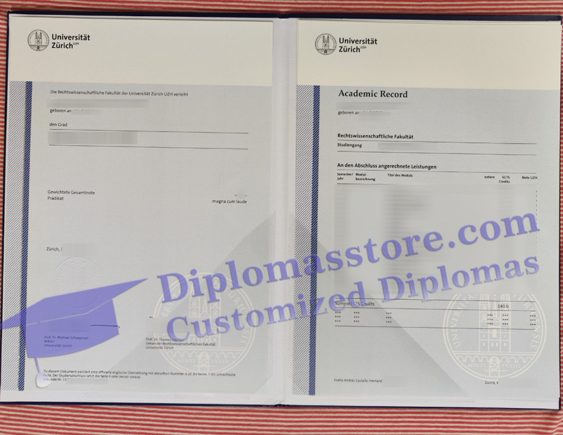  Universität Zürich degree,  Universität Zürich transcript,