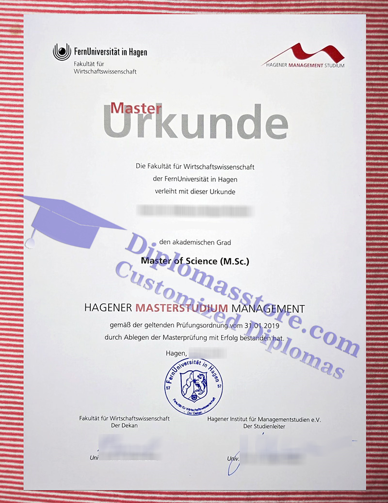 Hagener Management Studium urkunde, FernUni Hagen degree,