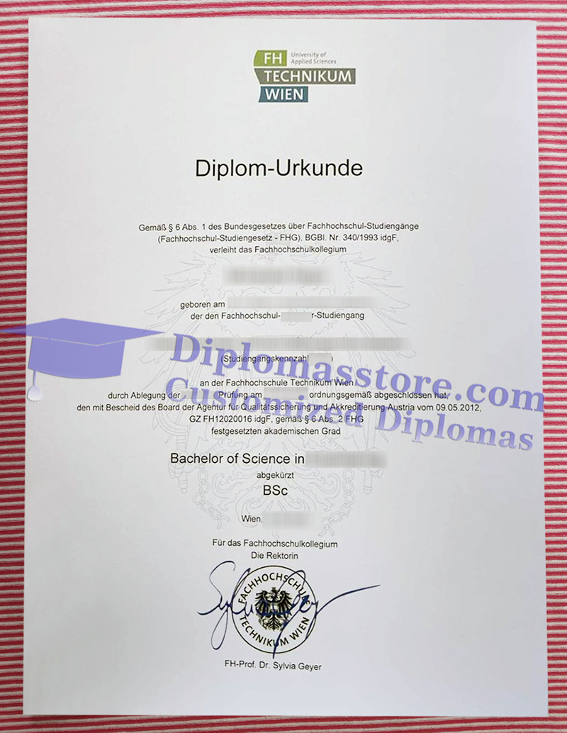 FH Technikum Wien diploma, FH Technikum Wien urkunde,
