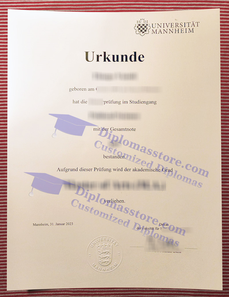 Universität Mannheim urkunde, Universität Mannheim degree,