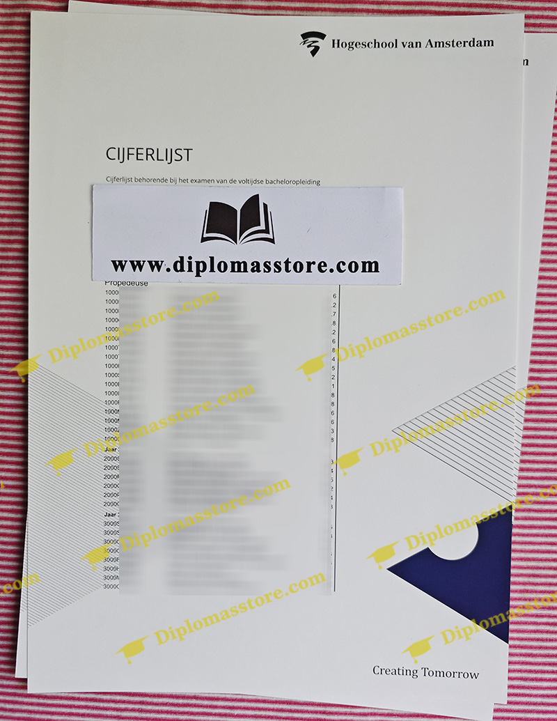 Hogeschool van Amsterdam cijferlijst, HvA transcript,