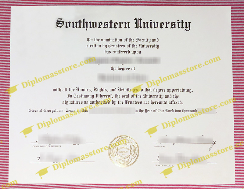 Southwestern University diploma, Southwestern University degree,