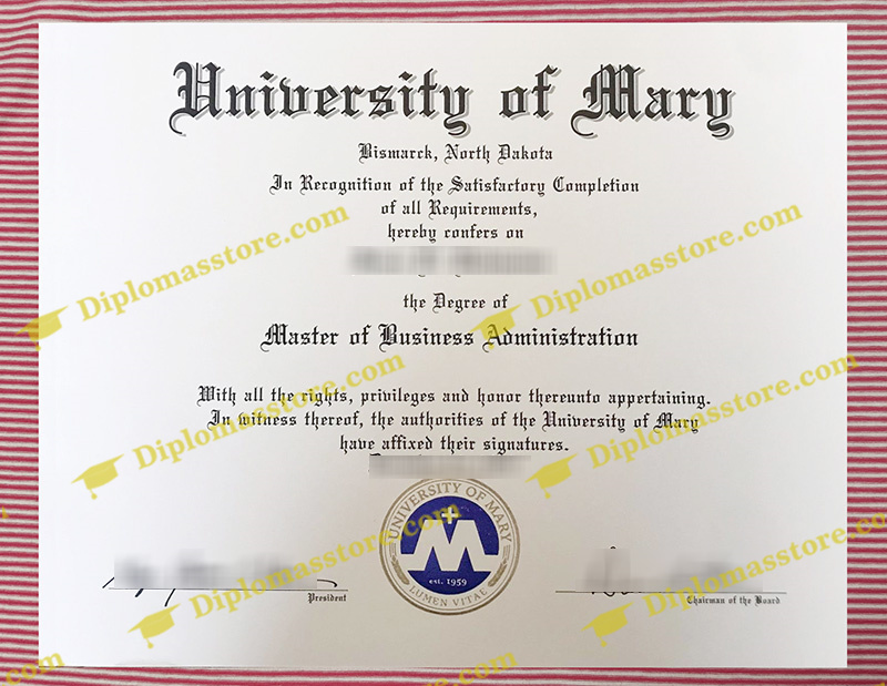 University of Mary diploma, University of Mary degree,